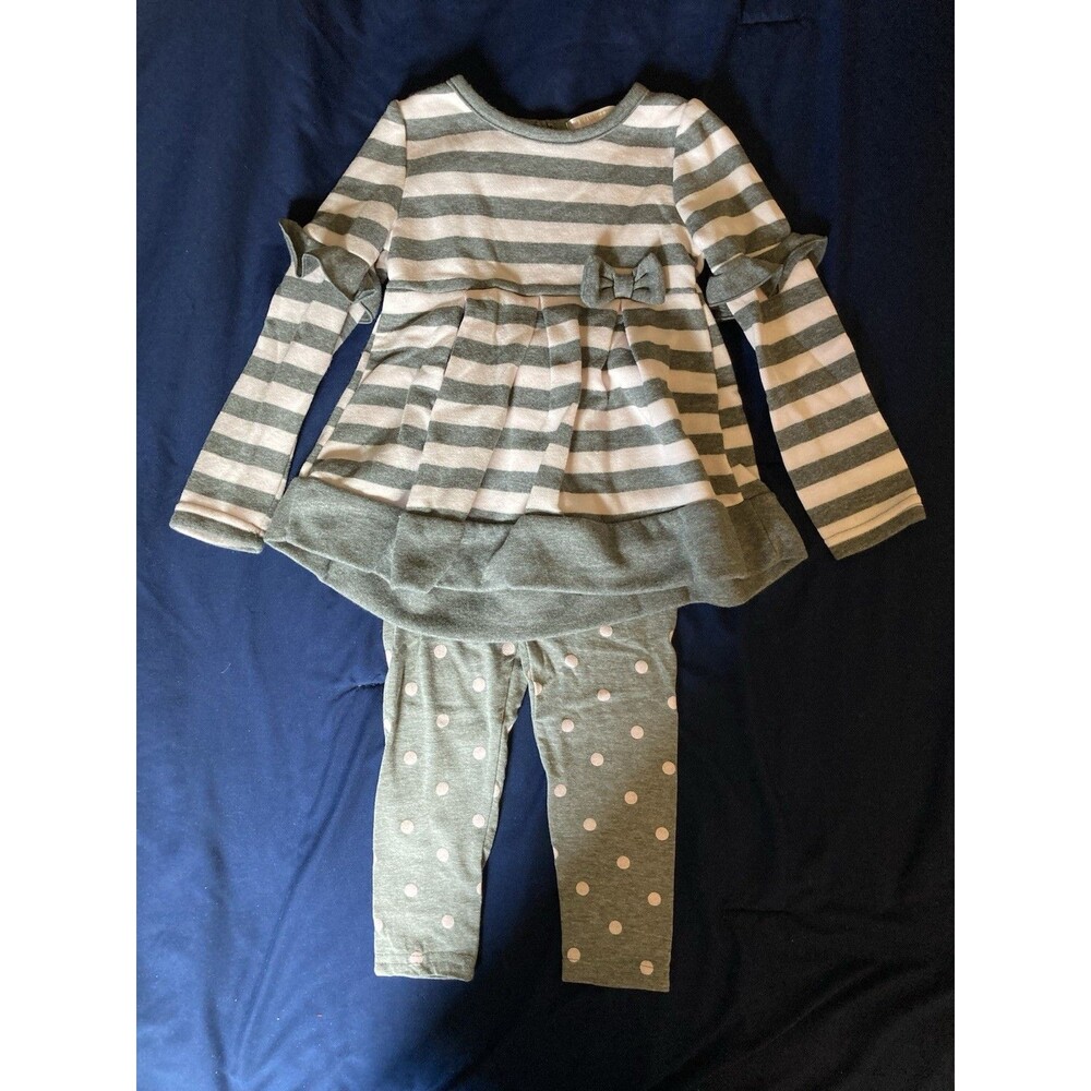 4T Nannette Kids girl clothes - 2 piece outfit | striped and polka dot theme